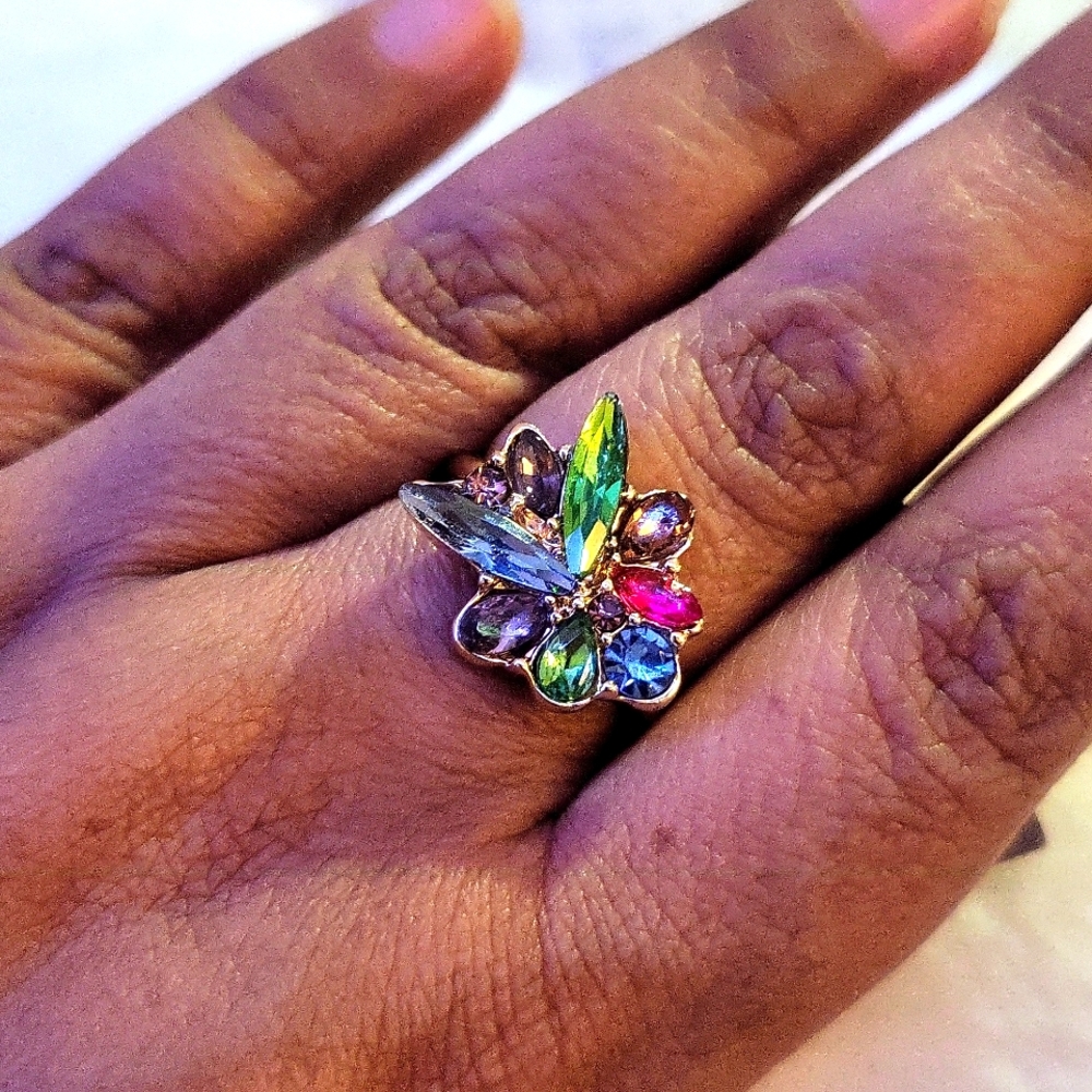 Nordstrom Multicolor Gemstone Flower Ring - Picture 3 of 4